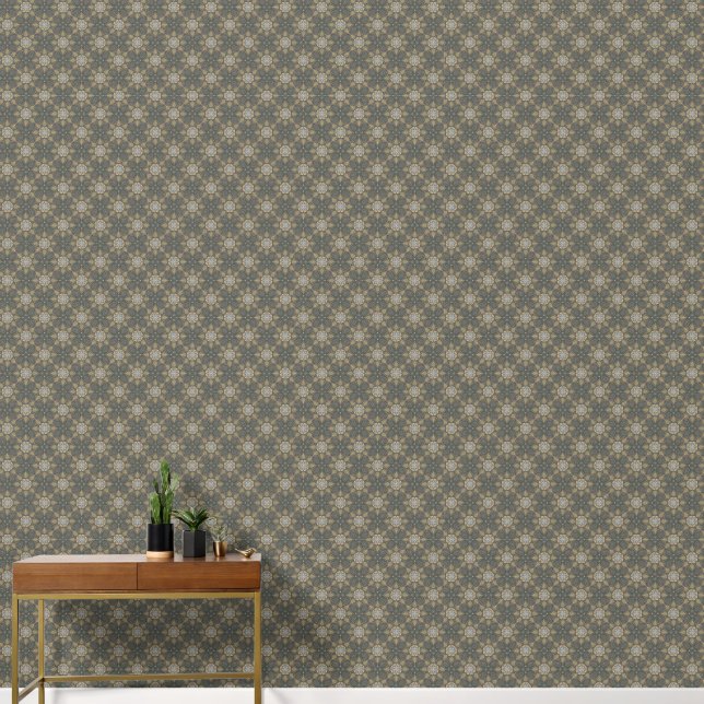 Papier Peint Moderne élégant Motif vert de fleurs Mandala (Couloir)