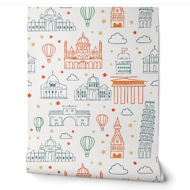 Papier Peint Moderne et élégant monuments européens Wallpaper (Déroulement)