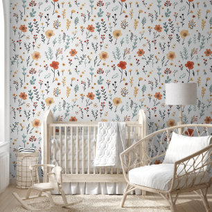 Papier Peint Moderne minimaliste Fleurs de Boho mignonnes Flora