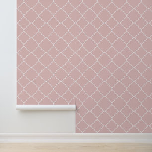 Papier Peint Moderne Quatrefoil Rose Bébé Féminin pour Filles