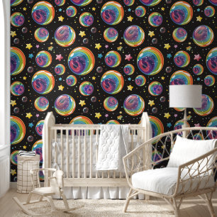 Papier Peint Moderne Rainbow Bubbles Simples Motif stylé