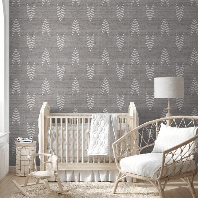 Papier Peint Moderne Russe Africain en tissu boueux gris (Enfants)