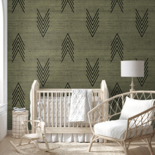Papier Peint Moderne Tendance Africaine Mudcloth Vert