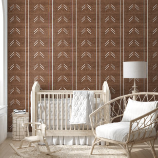 Papier Peint Moderne tendance tissu de boue africain Brown rust