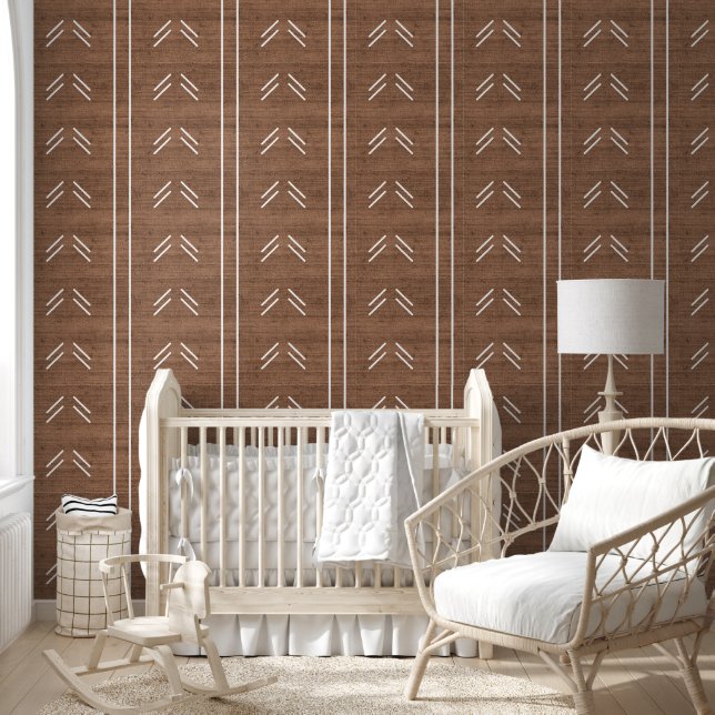 Papier Peint Moderne tendance tissu de boue africain Brown rust (Enfants)