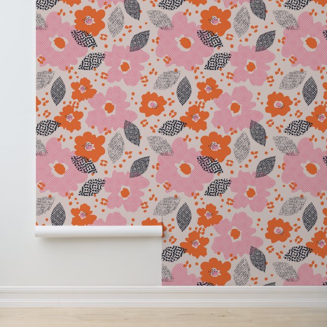 Papier Peint Monogramme | Modèle Floral Rétro (Application)