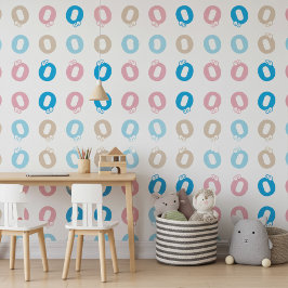 Papier Peint Monogramme personnalisé Pink Blue Kids Letting
