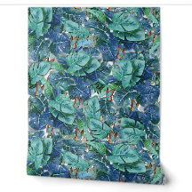 Monstera bleu turquoise Feuilles et papillons