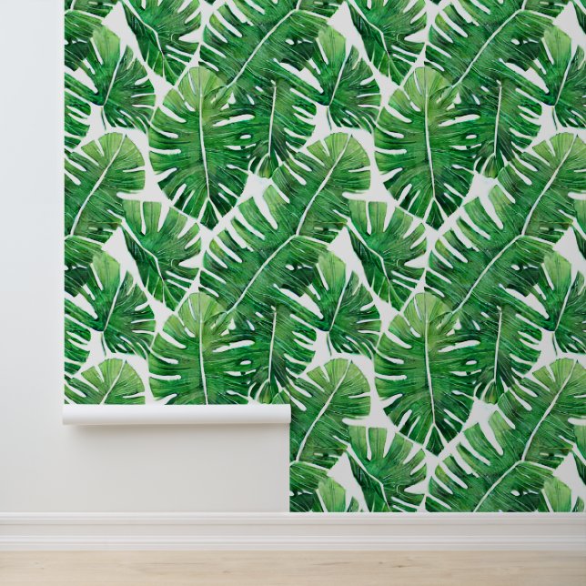 Papier Peint Monstera jungle feuillage de feuilles tropicales s (Application)