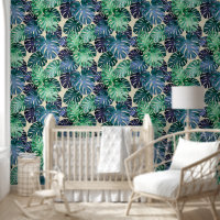 Monstère tropicale verte et Turquoise Feuille