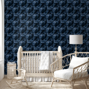 Papier Peint Moody Agate Marine Denim Steel Blue Faux Parties