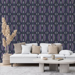 Papier Peint Moody foncé violet moyen gris Motif d'art bohémien
