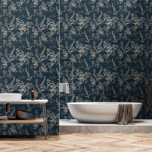 Papier Peint Moody & Romantic Bleu foncé Fleurs sauvages botani