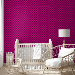 Papier Peint Motif à carreaux gras avec carré magenta