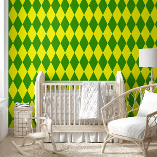 Papier Peint Motif à carreaux Harlequin jaune vert