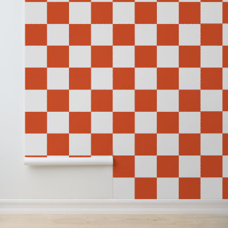 Papier Peint Motif à carreaux orange et blanc