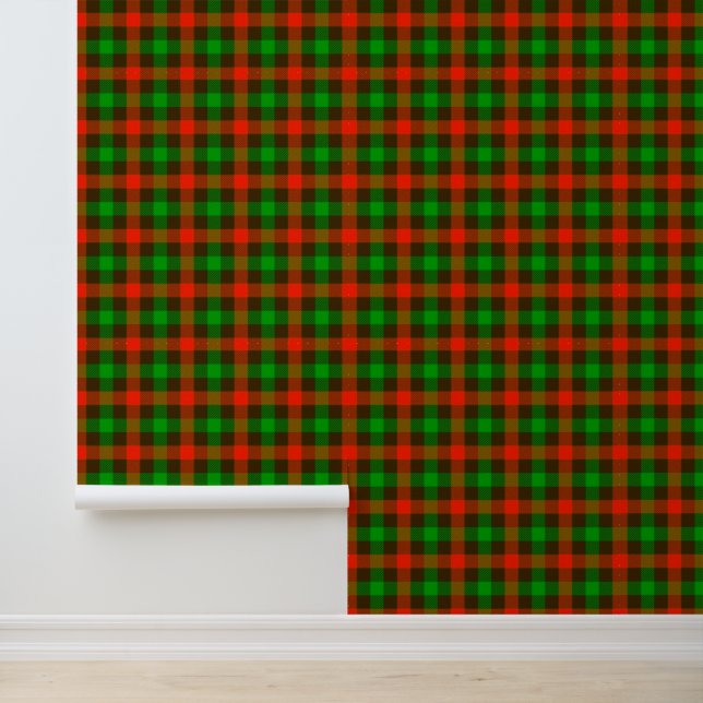 Papier Peint Motif à carreaux vert et rouge - Carreaux Texturés (Application)