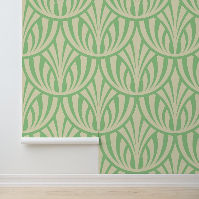 Papier Peint Motif à échelle de poisson de feuillage Art déco v (Application)