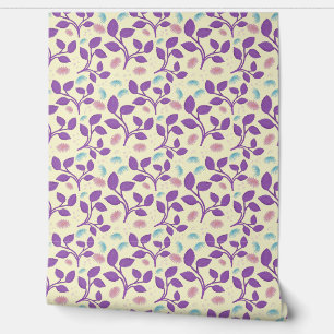 Papier Peint Motif à feuilles violettes
