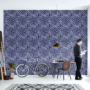 Papier Peint Motif à fleurs - Bleu et Blanc