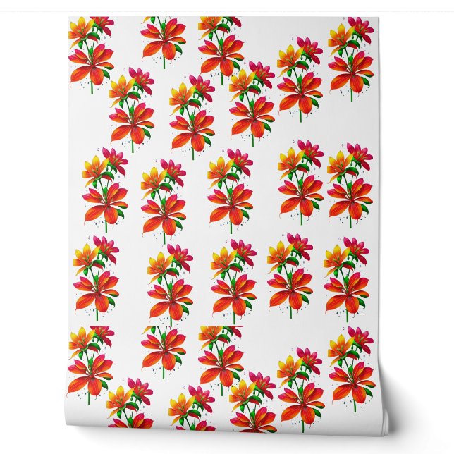 Papier peint motif à fleurs orange (Déroulement)