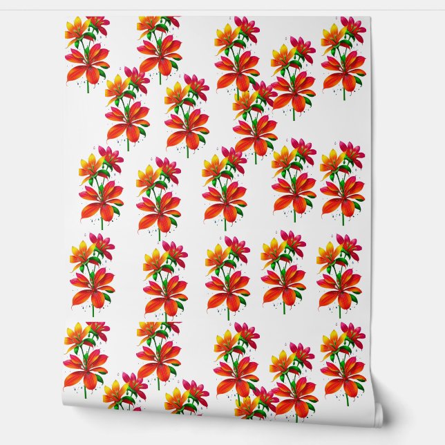 Papier peint motif à fleurs orange (Déroulement)