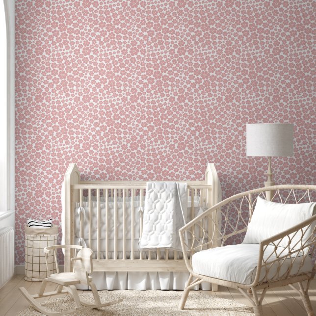 Papier Peint Motif à fleurs - rose et blanc (Enfants)