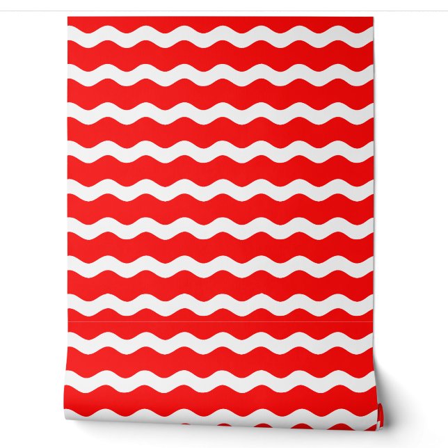 Papier Peint Motif à rayures Rac Rouge Wavy (Déroulement)