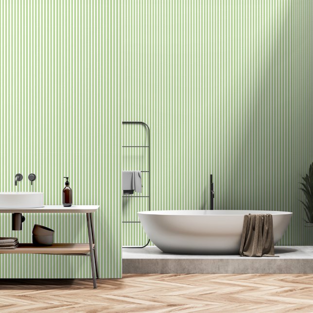 Papier Peint Motif à rayures vertes modernes (Salle de bain)