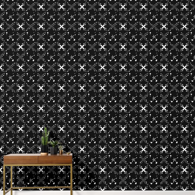Papier Peint Motif Abstrait noir et blanc élégant (Couloir)