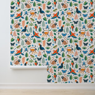 Papier Peint Motif animal de la forêt tropicale