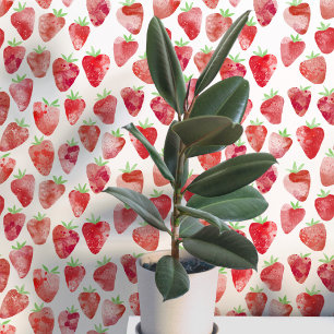 Papier Peint Motif aquarelle moderne de fraise
