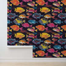 Motif aquatique natation poisson chalk dessin