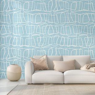 Papier Peint Motif artistique de carrés ronds modernes bleu pas