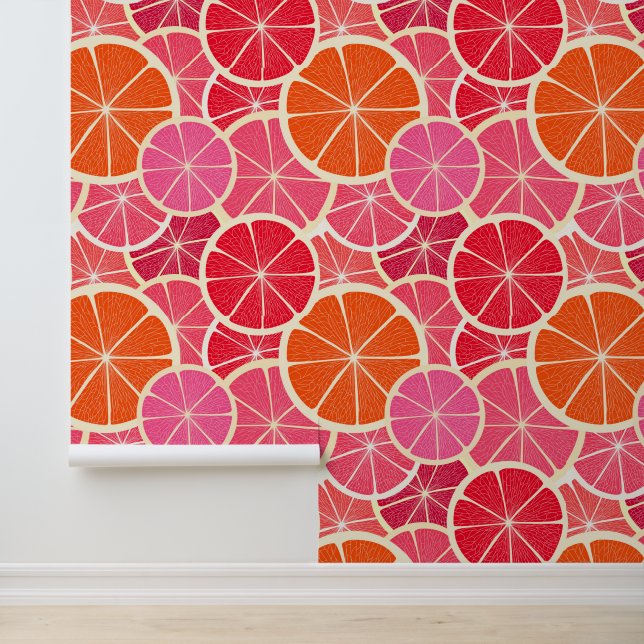 Papier Peint Motif aux agrumes d'orange et de pamplemousse (Application)