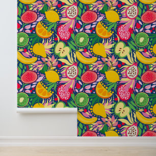 Papier Peint Motif aux fruits carrelés mignons