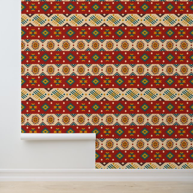 Papier Peint motif Aztec cool carrelé (Application)