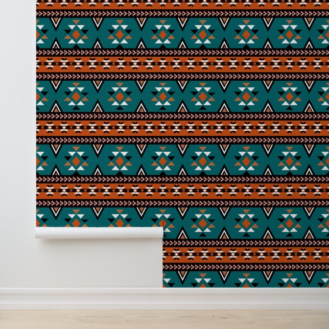 Papier Peint motif Aztec cool carrelé (Application)
