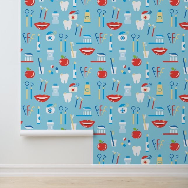 Papier Peint Motif bleu dentaire (Application)