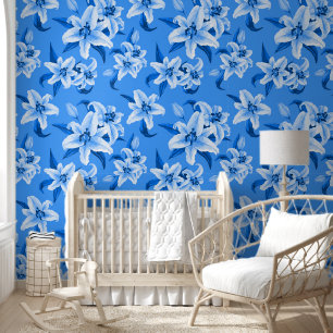 Papier Peint Motif bleu Lily