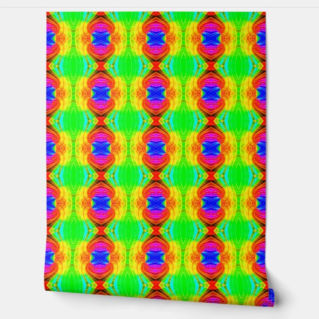 Papier Peint Motif bleu rouge vert (Déroulement)