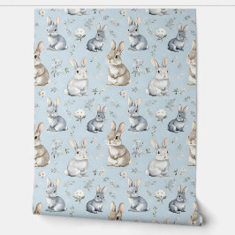 Papier Peint Motif Blue Rabbits