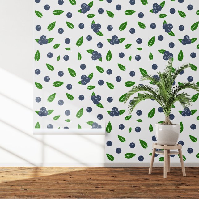 Papier Peint Motif Blueberry (Blueberry pattern wallpaper )