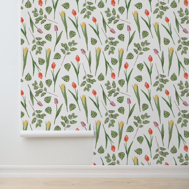 Papier Peint Motif botanique de la Tulipe de printemps (Application)