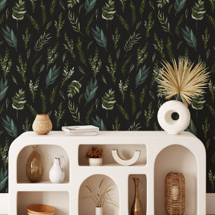 Papier Peint Motif botanique Feuille vert