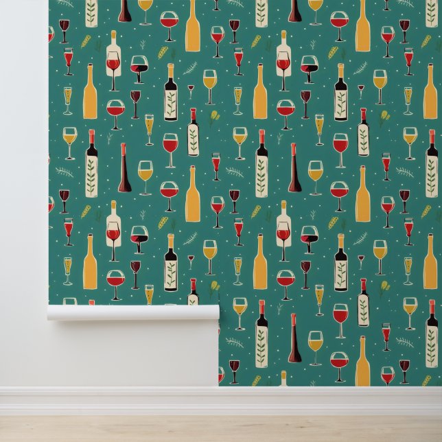 Papier Peint Motif Bouteilles et verres (Application)