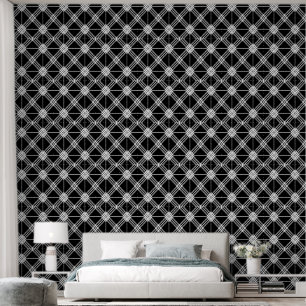 Papier Peint motif carrelé blanc noir cool