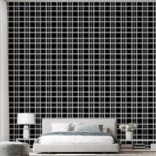 Papier Peint motif carrelé blanc noir cool