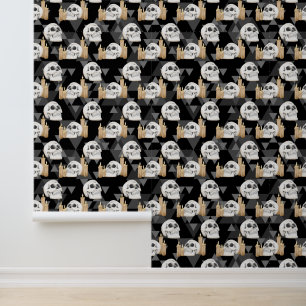 Papier Peint motif carrelé de crânes d'Halloween éffrayants