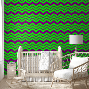 Papier Peint Motif chevron zigzag vert violet